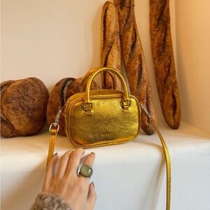 HIDEMI gold leather mini boston bag